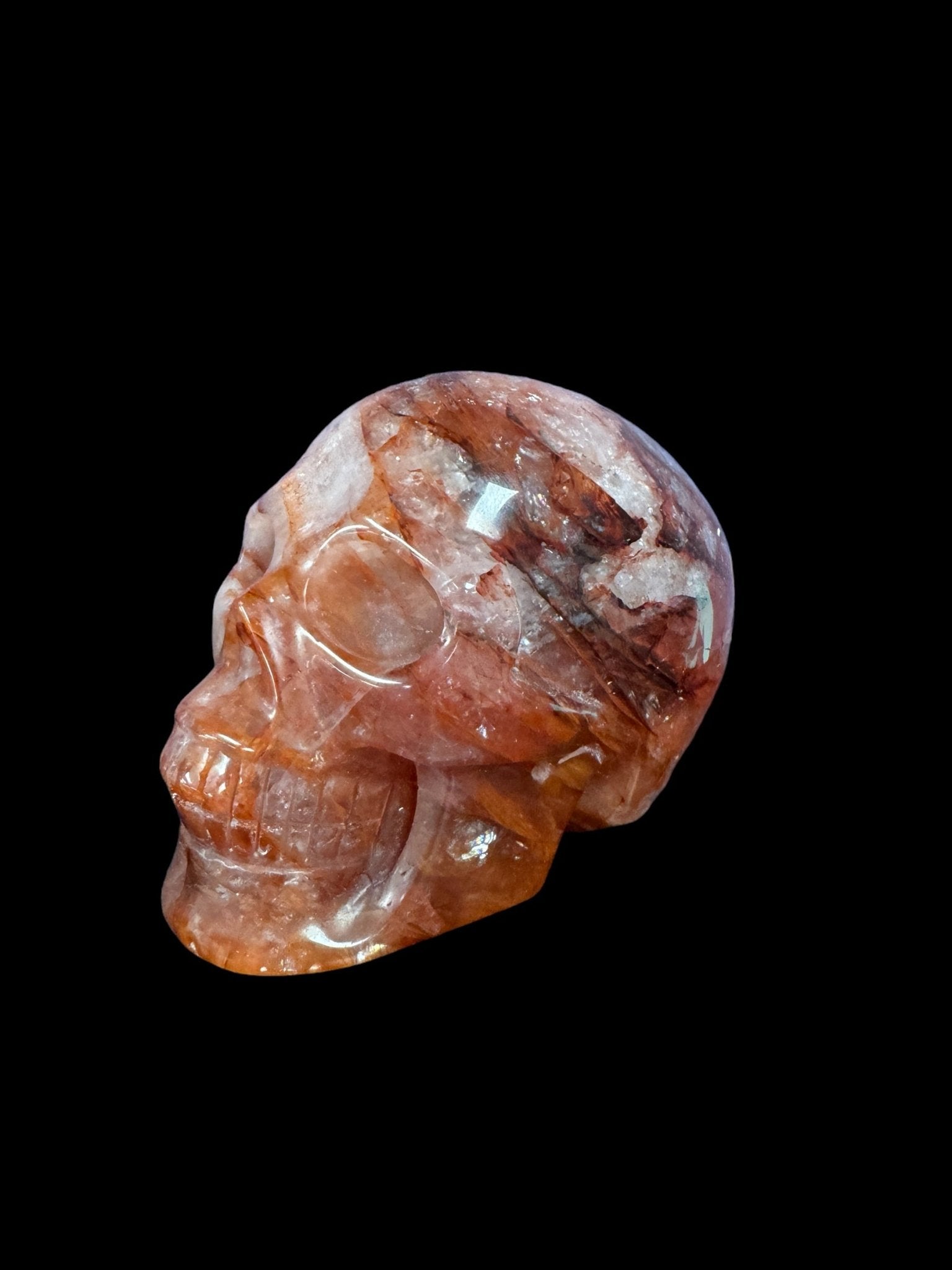 Fire outlet quartz red hematite quartz skull 4 inches large crystal skull C7