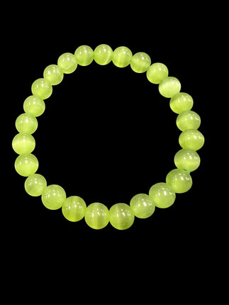 Green Fiber Optic Cat's Eye Bracelet | 8mm Beads