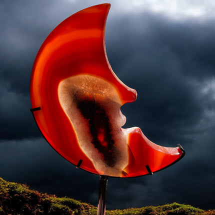carnelian moon face sculpture raven's cauldron 6 n sandusky st delaware, oh 43015