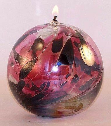 Kugel Oil Lamp - Cranberry - Raven's Cauldron