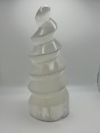 Selenite Spiral Lamp - 10 inch - Raven's Cauldron