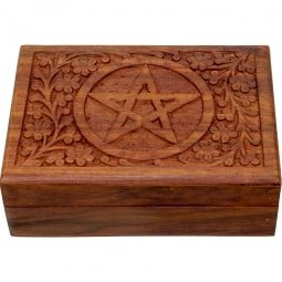 Wood Box Velvet Lined - Pentacle - Raven's Cauldron