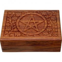 Wood Box Velvet Lined - Pentacle - Raven's Cauldron