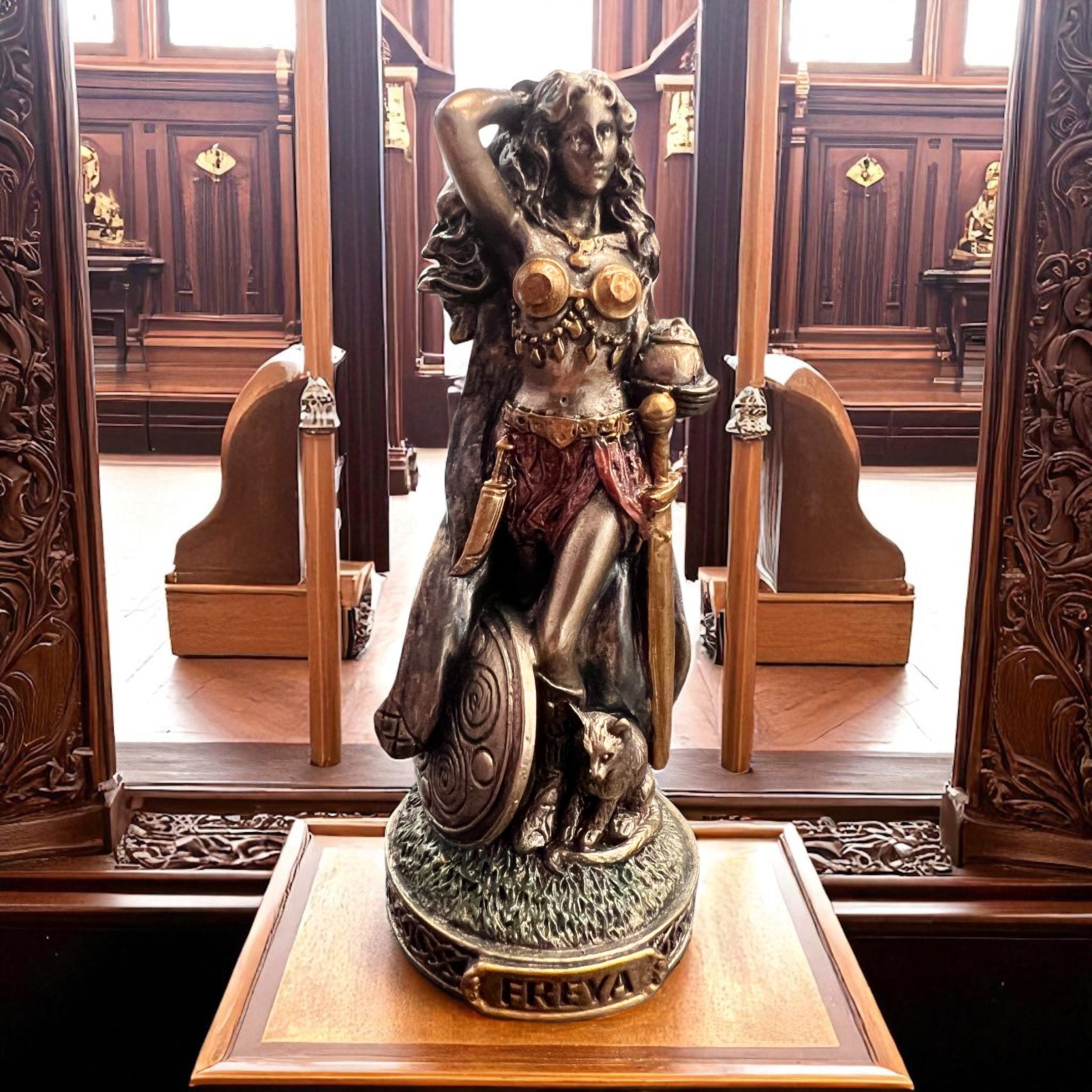 Freya statue – Norse goddess of love and magic at Raven’s Cauldron