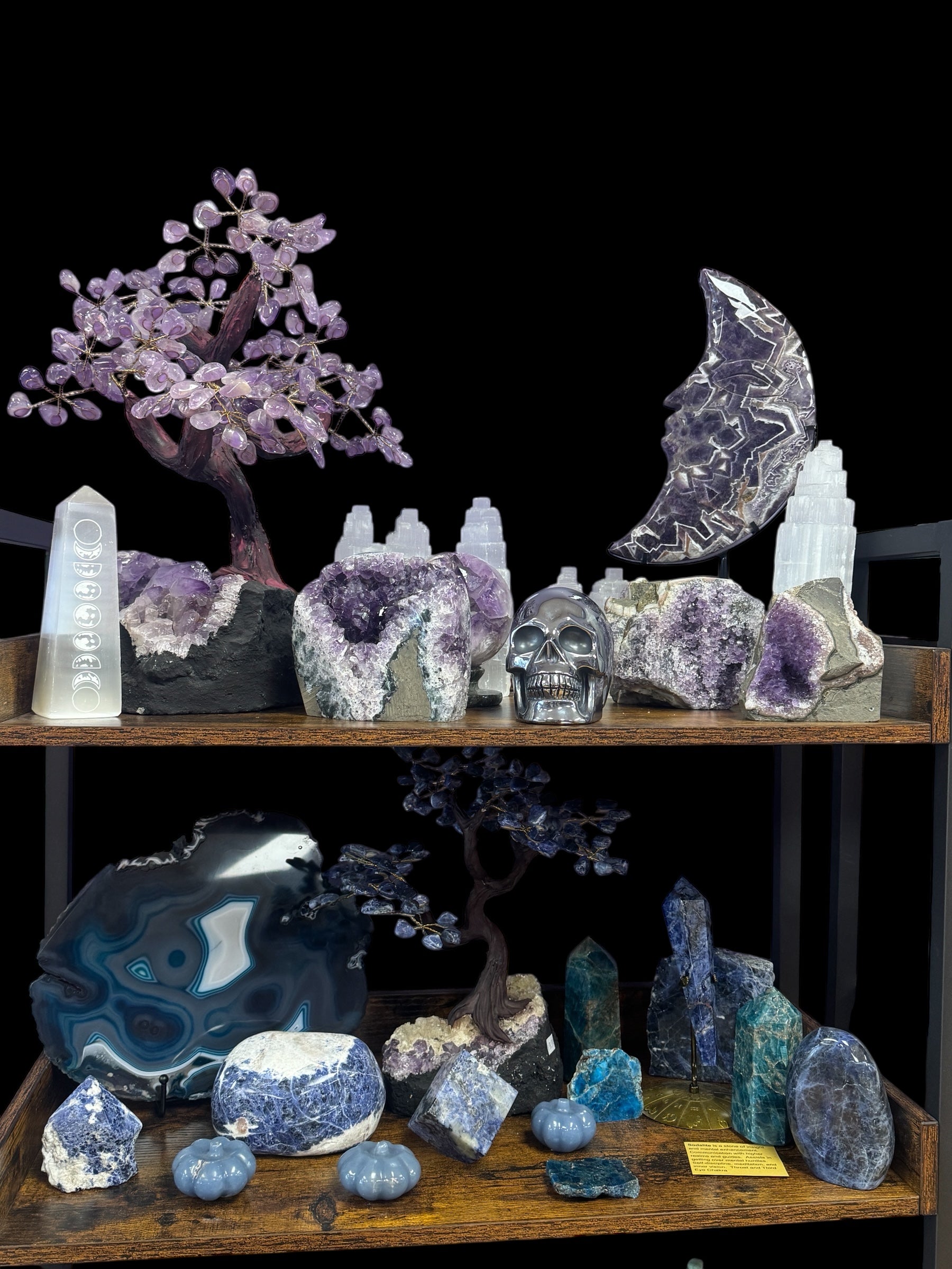 Apatite Palm Stone displayed in Raven’s Cauldron