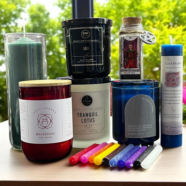 Brian Campbell: 	Assorted spell candles, chime candles, Reiki charged, and Zodiac 7 Day candles at Raven’s Cauldron  