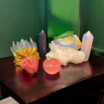 Man-Made Crystals Collection | Opalite, Aura Quartz, Titanium Quartz, Goldstone & Bismuth