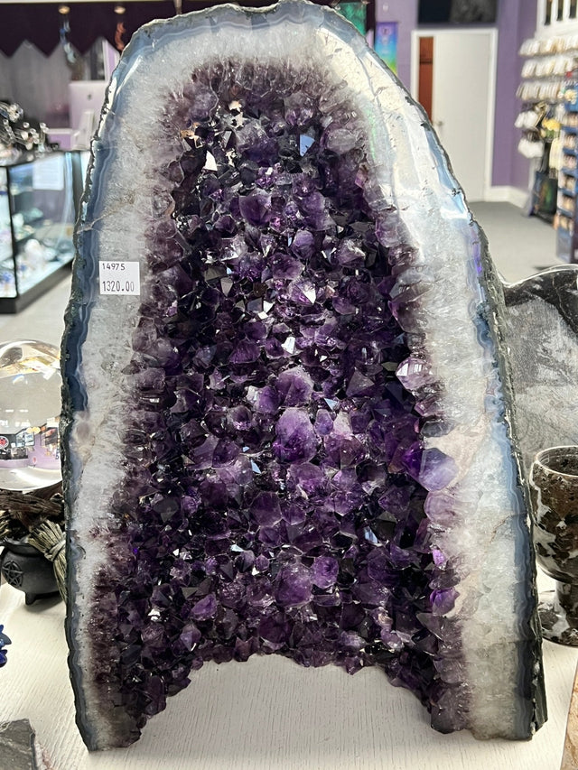 Dark purple Amethyst cathedral crystal specimen at Raven's Cauldron
