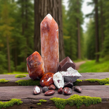 Collection of reddish crystals for energy, love, and protection