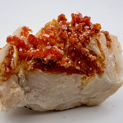 Red Vanadinite crystal cluster with hexagonal formations – Raven’s Cauldron Delaware Ohio