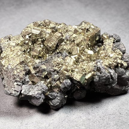 Chalcopyrite with Galena crystal cluster 111 grams raw metallic peacock ore grounding stone Raven's Cauldron, Delaware, OH