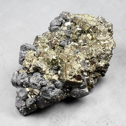 Chalcopyrite with Galena crystal cluster 111 grams raw metallic peacock ore grounding stone Raven's Cauldron, Delaware, OH