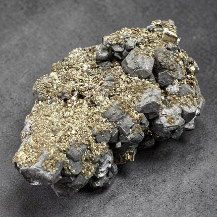 Chalcopyrite with Galena crystal cluster 111 grams raw metallic peacock ore grounding stone Raven's Cauldron, Delaware, OH