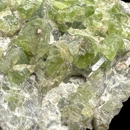Natural Peridot in Matrix crystal cluster from Pakistan featuring abundant green Peridot crystals in host rock, 157 grams, 3 x 2.5 x 0.75 inches – Raven's Cauldron, Delaware, OH