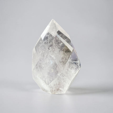 Clear Quartz faceted flame crystal weighing 172 grams with polished finish and natural clarity from Raven's Cauldron, Delaware, OH