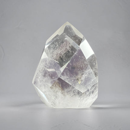 Clear Quartz faceted flame crystal polished specimen weighing 189 grams measuring 2.75 x 2 x 1.5 inches, Raven's Cauldron, Delaware, OH