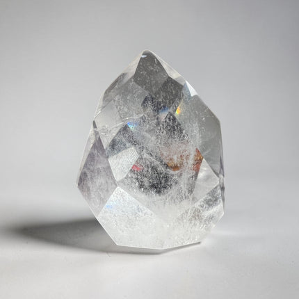 Clear Quartz faceted flame crystal polished specimen weighing 189 grams measuring 2.75 x 2 x 1.5 inches, Raven's Cauldron, Delaware, OH