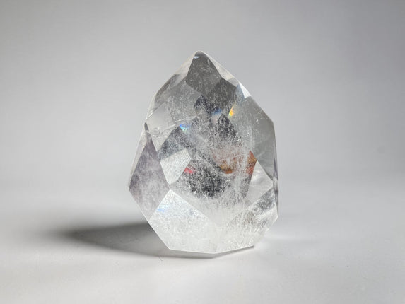 Clear Quartz faceted flame crystal polished specimen weighing 189 grams measuring 2.75 x 2 x 1.5 inches, Raven's Cauldron, Delaware, OH