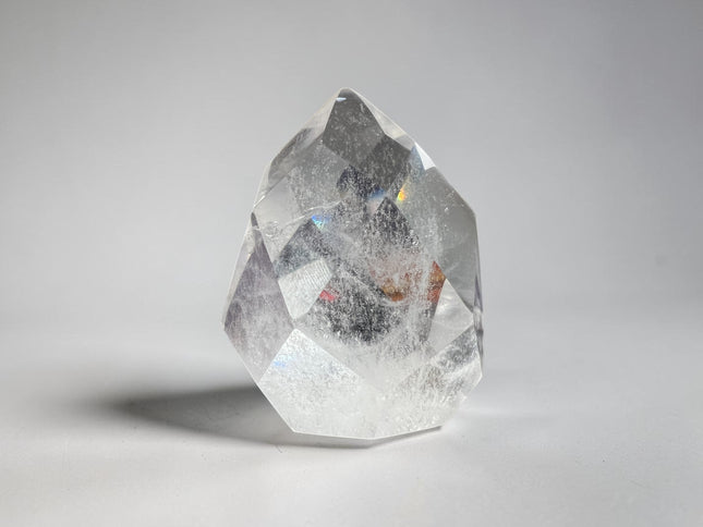 Clear Quartz faceted flame crystal polished specimen weighing 189 grams measuring 2.75 x 2 x 1.5 inches, Raven's Cauldron, Delaware, OH
