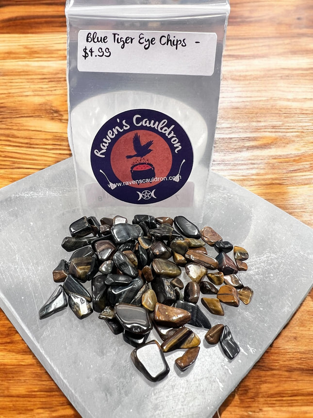 1 ounce Blue Tiger Eye Chips - Raven's Cauldron 6 N Sandusky St. Delaware, OH 43015