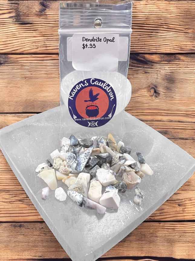 1 ounce Dendritic Opal Chips - Raven's Cauldron- 6 N Sandusky St. Delaware, OH 43015