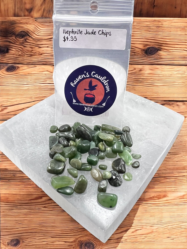 1 ounce Nephrite Jade Chips - Raven's Cauldron - 6 N Sandusky St. Delaware, OH 43015