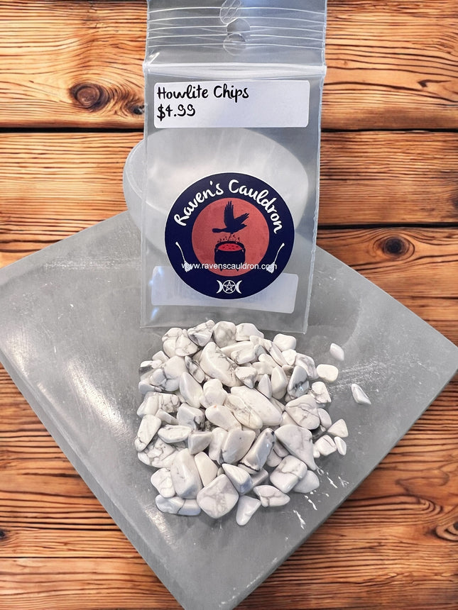 1 ounce bag Howlite chips - Raven's Cauldron - 6 N Sandusky St. Delaware, OH 43015