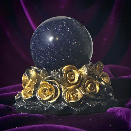 2.25-inch Blue Goldstone sphere with starry sparkle, hand-polished gemstone of ambition – Raven’s Cauldron