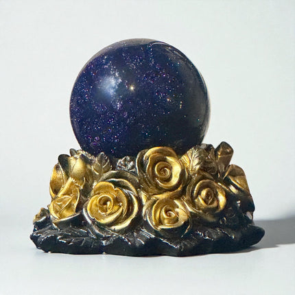 2.25-inch Blue Goldstone sphere with starry sparkle, hand-polished gemstone of ambition – Raven’s Cauldron