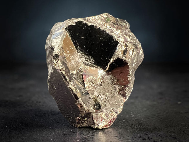 Rare geometric Pyrite crystal specimen from Huanzala Mine Peru in magnification display box – Raven’s Cauldron, Delaware, OH