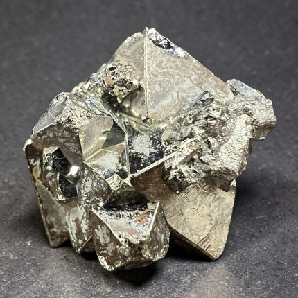 Geometric Pyrite crystal specimen from Huanzala Mine Peru in magnification box – Raven's Cauldron, Delaware, OH