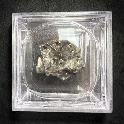 Geometric Pyrite crystal specimen from Huanzala Mine Peru in magnification box – Raven's Cauldron, Delaware, OH