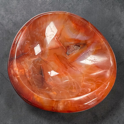Hand carved Carnelian crystal bowl 228 grams polished orange stone for altar use jewelry holder sacral chakra energy crystal Raven’s Cauldron, Delaware, OH