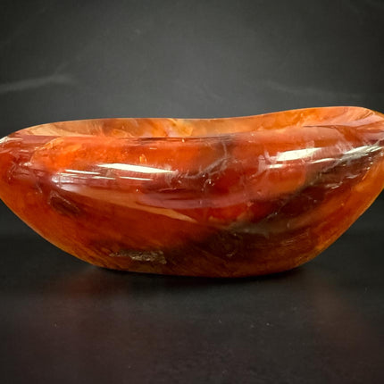 Hand carved Carnelian crystal bowl 228 grams polished orange stone for altar use jewelry holder sacral chakra energy crystal Raven’s Cauldron, Delaware, OH