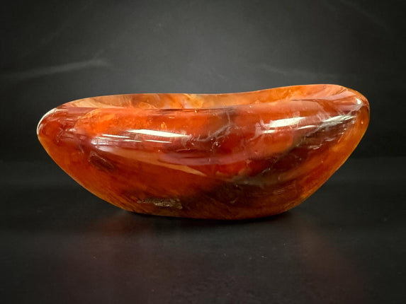 Hand carved Carnelian crystal bowl 228 grams polished orange stone for altar use jewelry holder sacral chakra energy crystal Raven’s Cauldron, Delaware, OH
