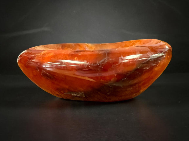 Hand carved Carnelian crystal bowl 228 grams polished orange stone for altar use jewelry holder sacral chakra energy crystal Raven’s Cauldron, Delaware, OH