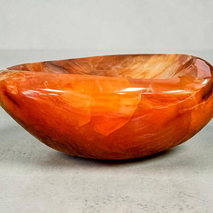 Hand carved Carnelian crystal bowl 228 grams polished orange stone for altar use jewelry holder sacral chakra energy crystal Raven’s Cauldron, Delaware, OH