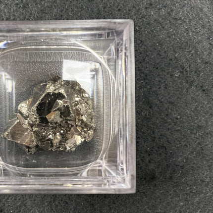 Rare geometric Pyrite crystal specimen from Huanzala Mine Peru in magnification display box – Raven’s Cauldron, Delaware, OH