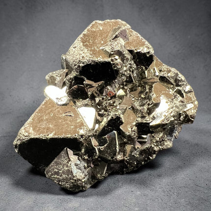 Rare geometric Pyrite crystal specimen from Huanzala Mine Peru in magnification display box – Raven’s Cauldron, Delaware, OH
