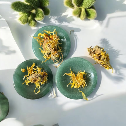 2-inch Green Aventurine offering bowl for altar use and prosperity rituals – Raven's Cauldron, 6 N Sandusky St, Delaware, OH 43015