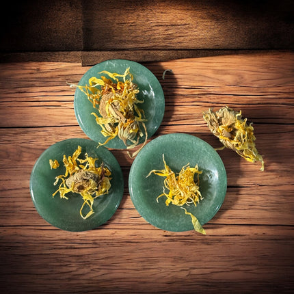 2-inch Green Aventurine offering bowl for altar use and prosperity rituals – Raven's Cauldron, 6 N Sandusky St, Delaware, OH 43015