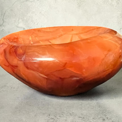 Carnelian crystal bowl hand carved polished orange stone energy dish 338 grams Raven’s Cauldron, 6 N Sandusky St, Delaware, OH