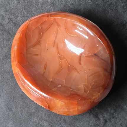 Carnelian crystal bowl hand carved polished orange stone energy dish 338 grams Raven’s Cauldron, 6 N Sandusky St, Delaware, OH