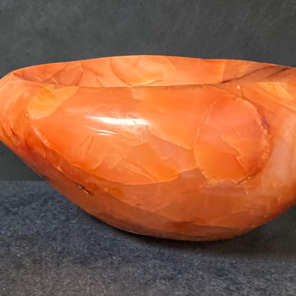 Carnelian crystal bowl hand carved polished orange stone energy dish 338 grams Raven’s Cauldron, 6 N Sandusky St, Delaware, OH