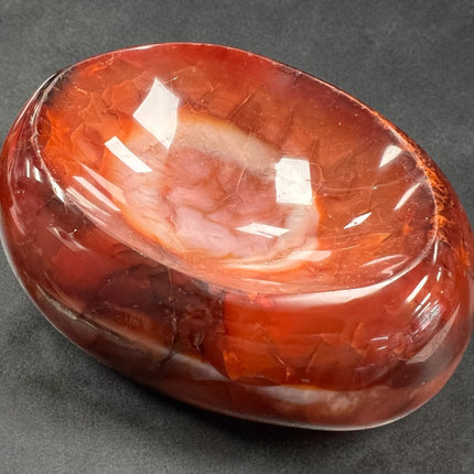 Carnelian crystal bowl hand carved orange stone dish 5 inch 780 grams polished sacral chakra crystal bowl, Raven's Cauldron, 6 N Sandusky St, Delaware, OH