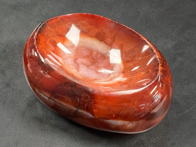 Carnelian crystal bowl hand carved orange stone dish 5 inch 780 grams polished sacral chakra crystal bowl, Raven's Cauldron, 6 N Sandusky St, Delaware, OH