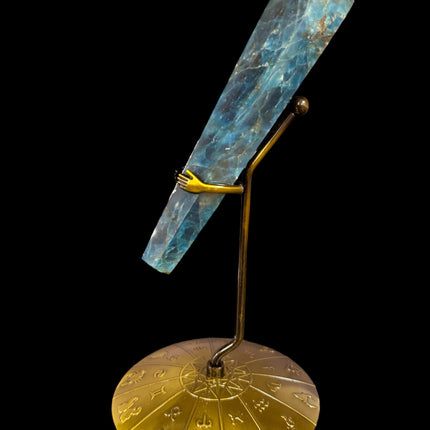 Blue Apatite Scepter with Metal Zodiac Stand - 6 N Sandusky St.  Delaware, OH. 43015