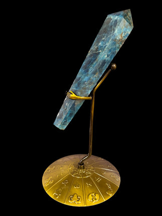 Blue Apatite Scepter with Metal Zodiac Stand - 6 N Sandusky St.  Delaware, OH. 43015