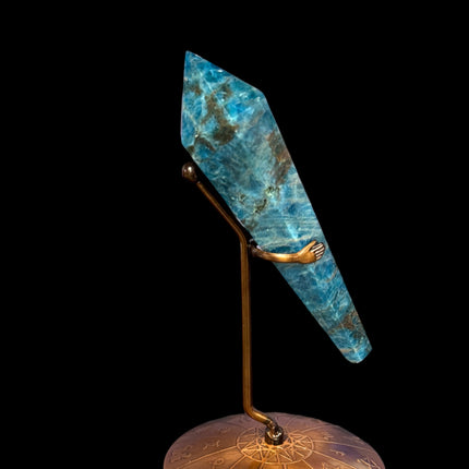 Blue Apatite Scepter with Metal Zodiac Stand - 6 N Sandusky St.  Delaware, OH. 43015