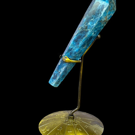 Blue Apatite Scepter with Metal Zodiac Stand - 6 N Sandusky St.  Delaware, OH. 43015